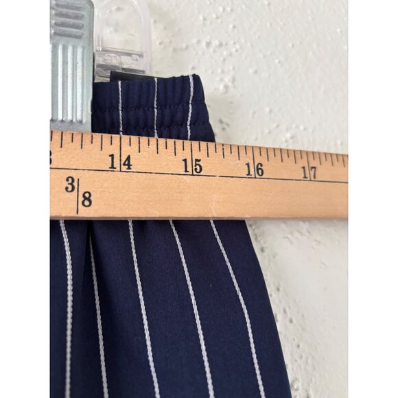 Babaton Womens Navy Striped Elastic Waist Wide-Leg Pants Size L - Picture 10 of 13